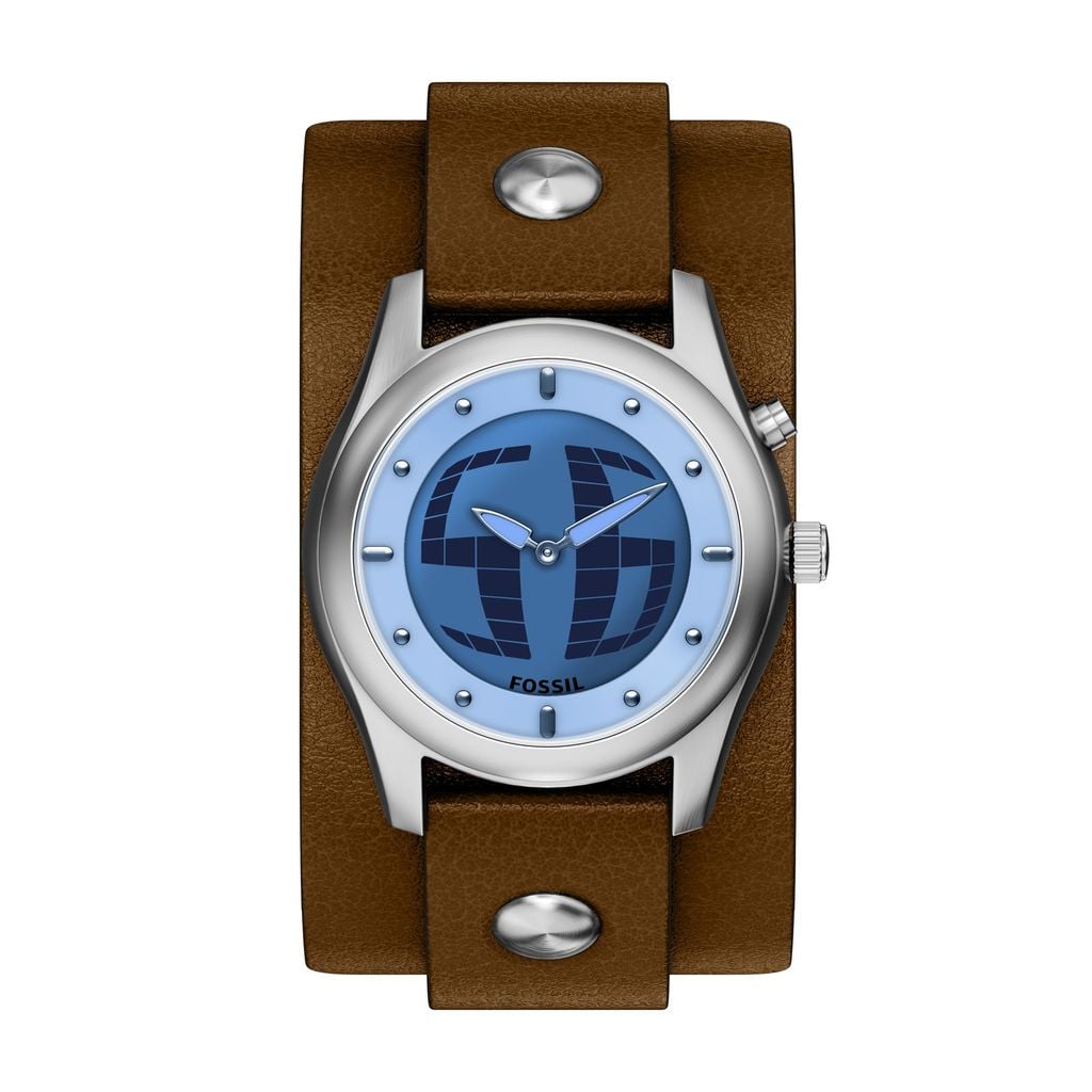 Đồng hồ Fossil Y2K Big Tic Nam dây Da màu Nâu mặt màu Positive Display 40 MM LE1229 - Digital Watch