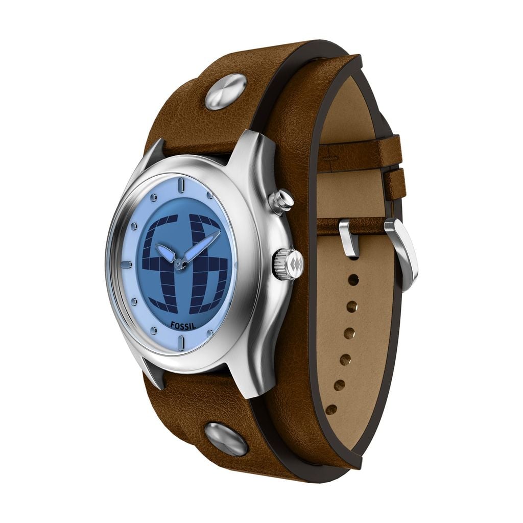 Đồng hồ Fossil Y2K Big Tic Nam dây Da màu Nâu mặt màu Positive Display 40 MM LE1229 - Digital Watch