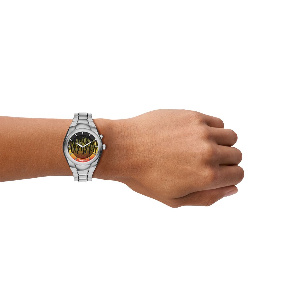 Đồng hồ Fossil  Y2K Big Tic Nam dây Thép không rỉ màu Bạc mặt màu Negative Display 40 MM LE1230 - Digital Watch