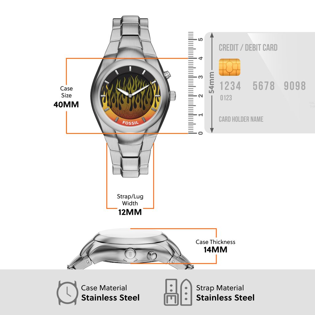 Đồng hồ Fossil  Y2K Big Tic Nam dây Thép không rỉ màu Bạc mặt màu Negative Display 40 MM LE1230 - Digital Watch