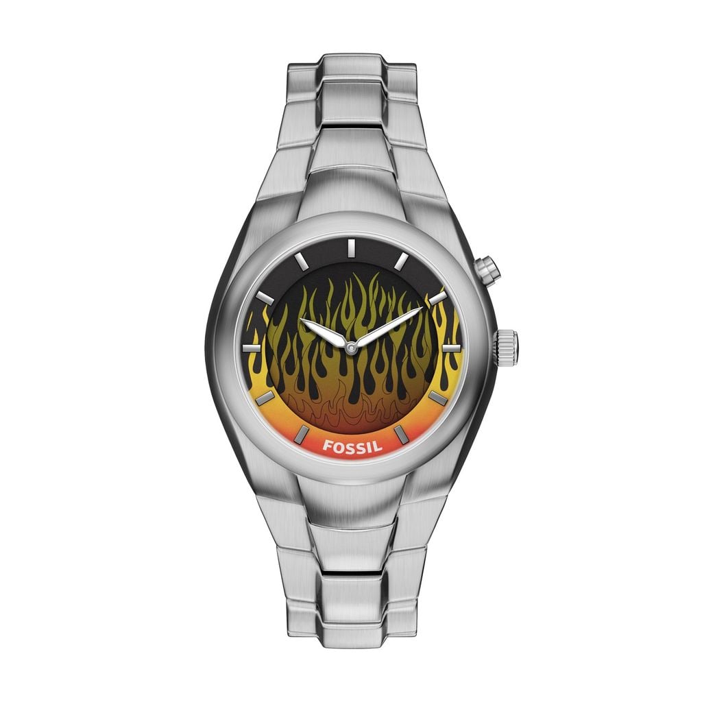 Đồng hồ Fossil  Y2K Big Tic Nam dây Thép không rỉ màu Bạc mặt màu Negative Display 40 MM LE1230 - Digital Watch