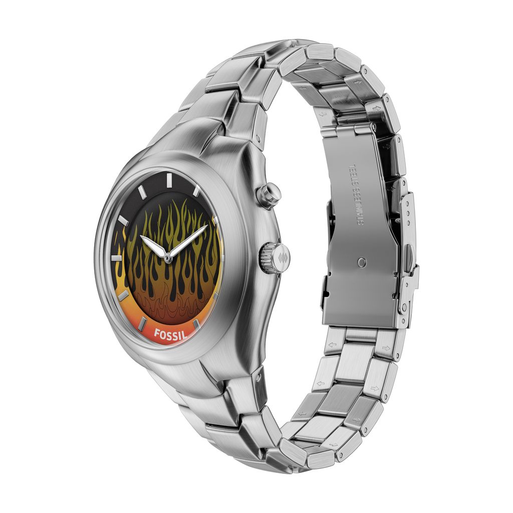 Đồng hồ Fossil  Y2K Big Tic Nam dây Thép không rỉ màu Bạc mặt màu Negative Display 40 MM LE1230 - Digital Watch