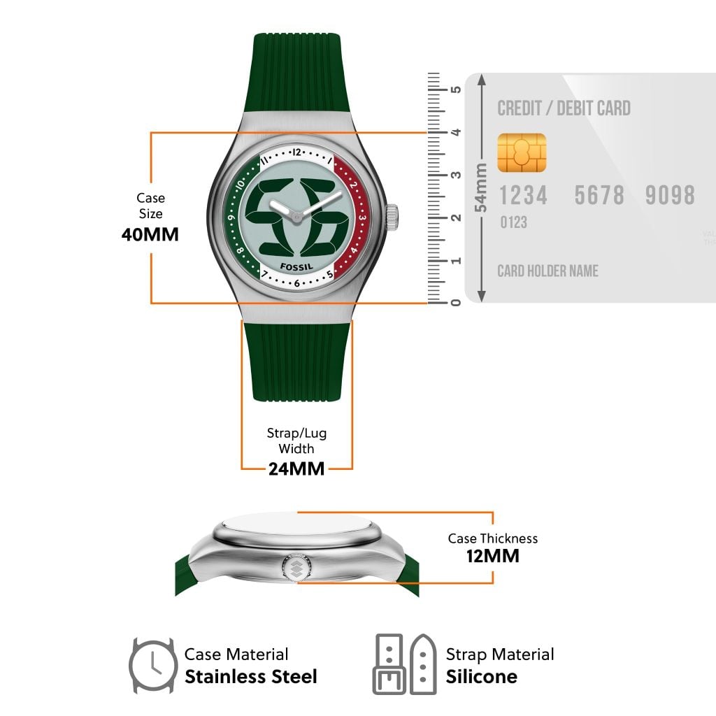 Đồng hồ Fossil Big Tic Flags Nam dây silicone màu xanh lá LE1236 - Digital Watch