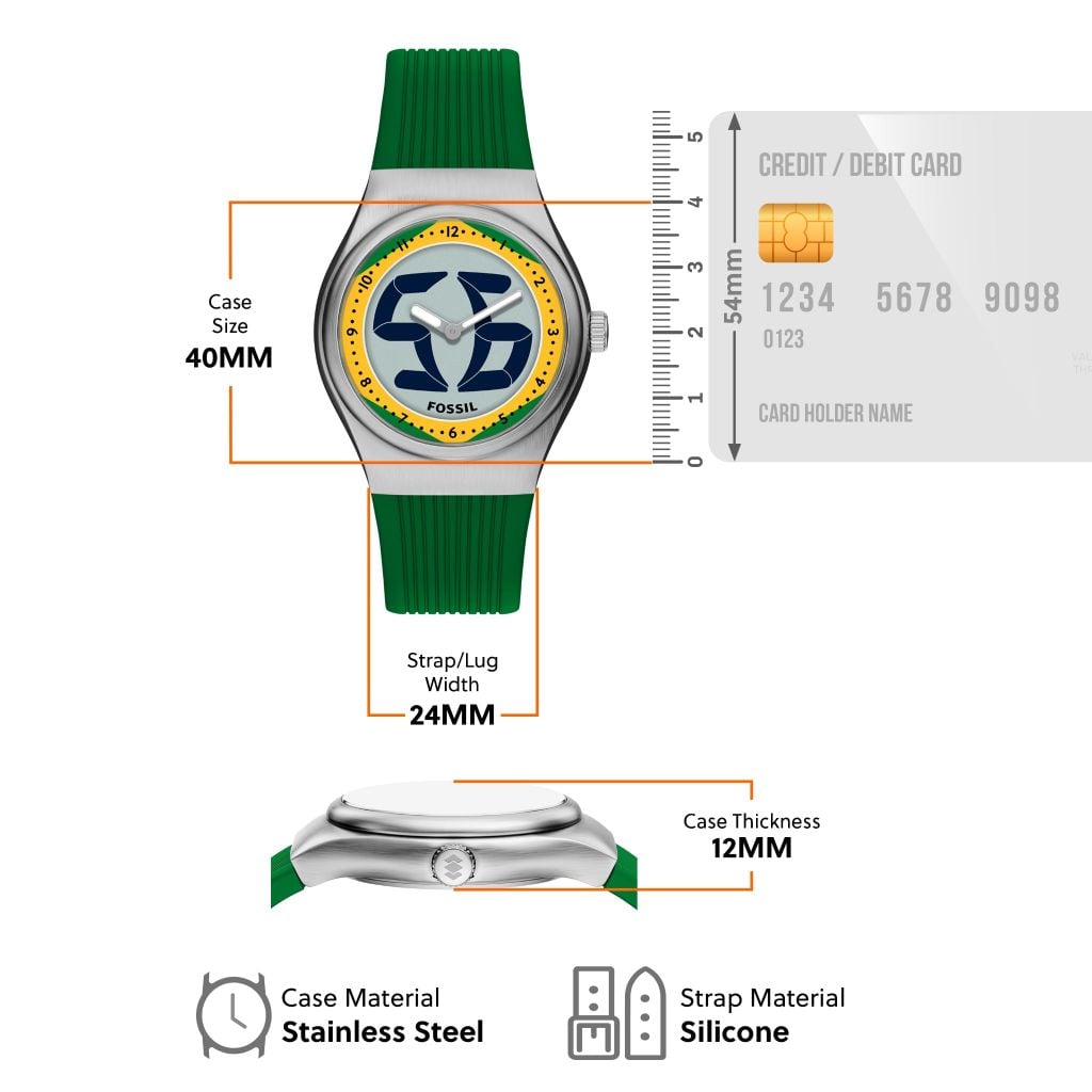 Đồng hồ Fossil Big Tic Flags Nam dây silicone màu xanh lá LE1243 - Digital Watch