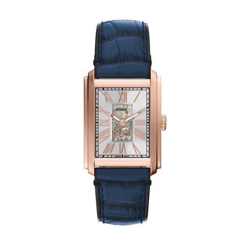 Đồng hồ Nam Carraway dây Da màu Xanh mặt vuông màu Bạc 30 MM ME3274