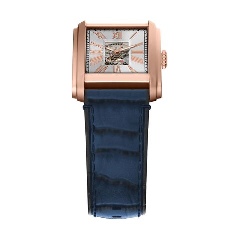 Đồng hồ Nam Carraway dây Da màu Xanh mặt vuông màu Bạc 30 MM ME3274