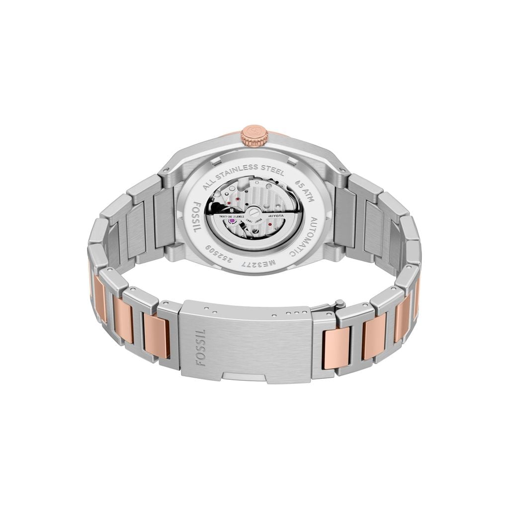 Đồng hồ Nam Everett dây Thép không rỉ màu hai tông  mặt màu Đen 42 MM ME3277