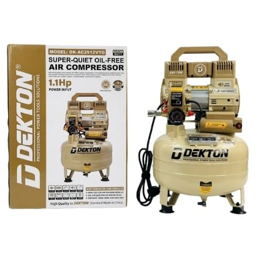 Máy nén khí không dầu Dekton DK-AC2912VTG Công suất 1.1HP tương đương 800W, áp lực 7 Bar