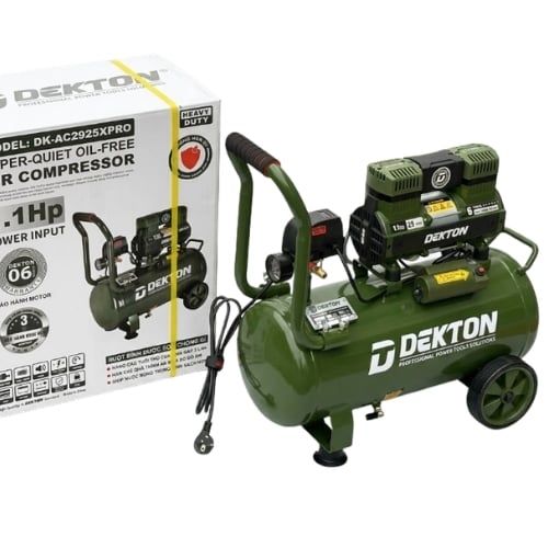 Máy nén khí không dầu Dekton DK-AC2925XPRO công suất 1.1HP tương đương 800W, áp lực 7 Bar