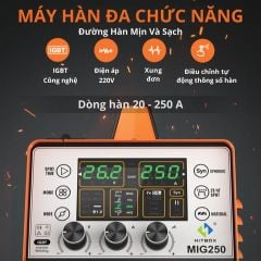 Máy hàn mig Hitbox MIG250II tích hợp MIG có khí, MIG không khí (gasless), MMA và Lift TIG