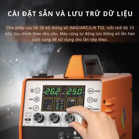 Máy hàn mig Hitbox MIG250II tích hợp MIG có khí, MIG không khí (gasless), MMA và Lift TIG
