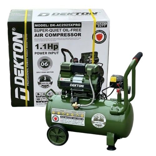 Máy nén khí không dầu Dekton DK-AC2925XPRO công suất 1.1HP tương đương 800W, áp lực 7 Bar
