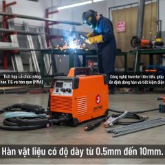 Máy hàn tig Jacpro TIG250A khả năng hàn vật liệu có độ dày từ 0.5mm đến 10mm.