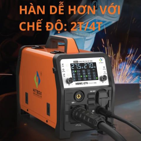Máy hàn mig Hitbox HBMC-270 khả năng cắt sạch kim loại đến 5mm và tối đa 15mm.