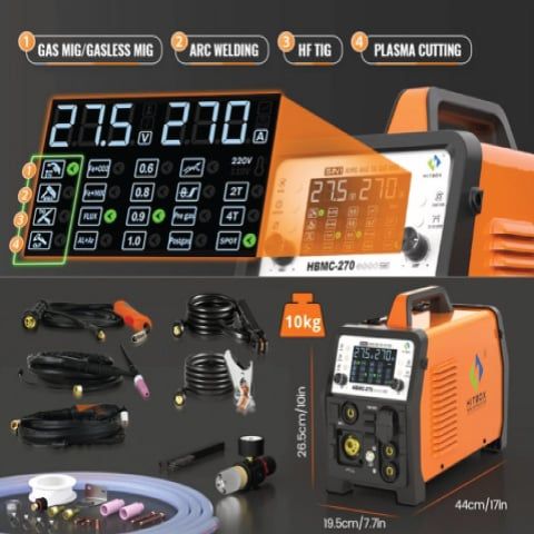 Máy hàn mig Hitbox HBMC-270 khả năng cắt sạch kim loại đến 5mm và tối đa 15mm.