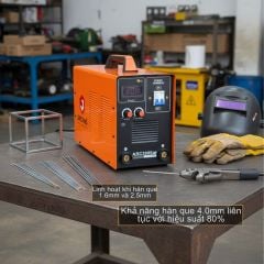 Máy hàn que Jacpro ARC300S MOS hàn que từ 1.6 – 4.0mm. Đặc biệt hàn que 4.0mm liên tục với hiệu suất lên đến 80%