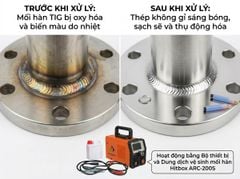 Máy tẩy mối hàn inox Hitbox ARC-200S hỗ trợ xử lý trên nhiều dòng inox phổ biến như inox 201, inox 304 và inox 408