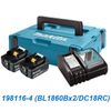Bộ 2 Pin Makita BL1860B 18V 6.0Ah + Sạc nhanh DC18RC 198116-4 (MKP1RG182)