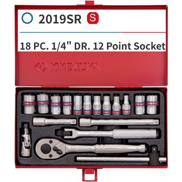  Bộ tuýp 1/4 inch 18 chi tiết Kingtony 2019SR03 tuýp 12 cạnh 
