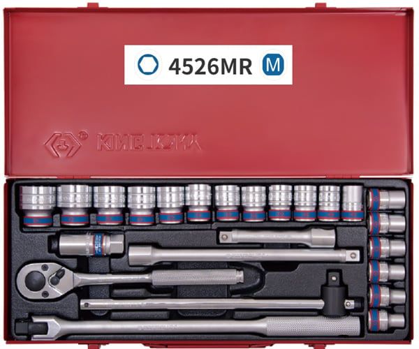  Bộ tuýp 1/2 inch 24 chi tiết Kingtony 4526MR01 tuýp 6 cạnh 10-32mm 