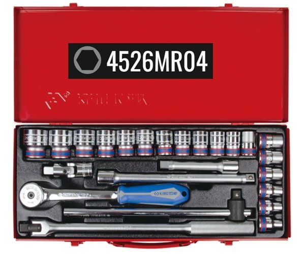  Bộ tuýp 1/2 inch 24 chi tiết Kingtony 4526MR04 tuýp 6 cạnh 8-32mm 