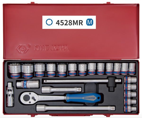  Bộ tuýp 1/2 inch 24 chi tiết Kingtony 4528MR02 tuýp 6 cạnh 10-32mm 