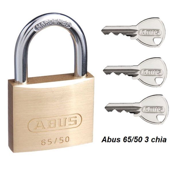  Khóa Abus 65/50 thân đồng rộng 50mm 3 chìa răng cưa 