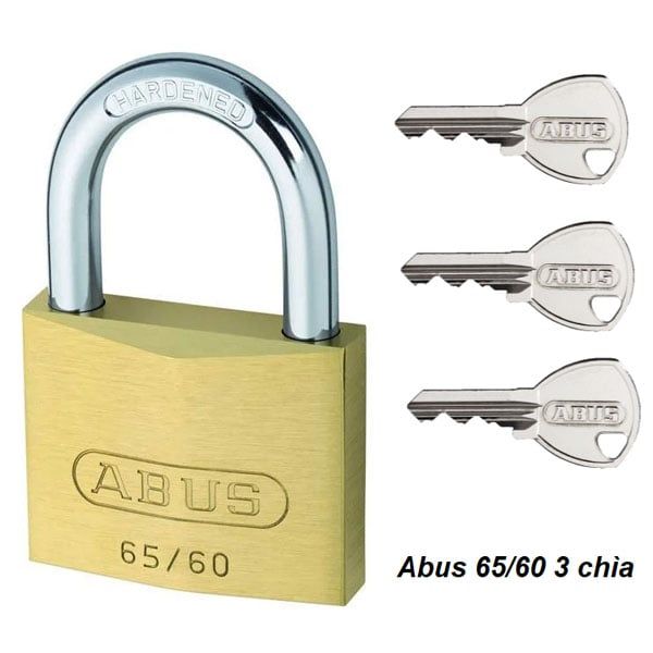  Khóa Abus 65/60 thân đồng rộng 60mm 3 chìa răng cưa 