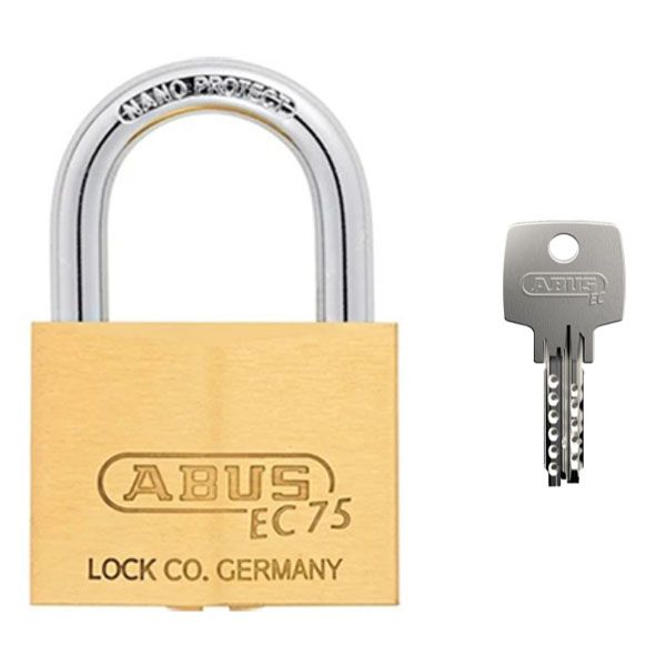  Khóa móc treo Abus 75/60 bằng đồng thau, càng thép tôi cứng, 4 chìa 