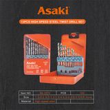  Bộ mũi khoan sắt và inox 13 cây từ 1.5-6.5mm Asaki AK-3570 