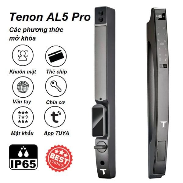  Khóa thông minh Tenon AL5 Pro tích hợp Face ID cho cửa nhôm 