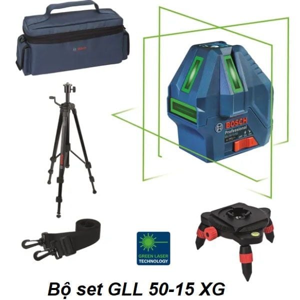  Máy cân mực Laser 5 tia xanh Bosch bộ set GLL 50-15 XG 
