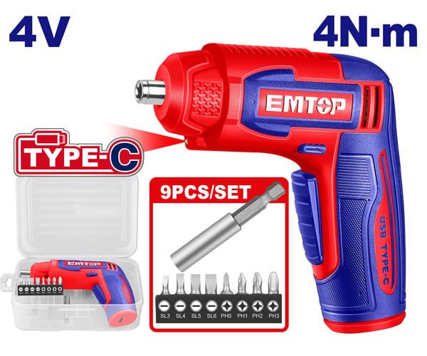  Máy vặn vít dùng pin 4V-4N.m EMTOP ECSR0458 