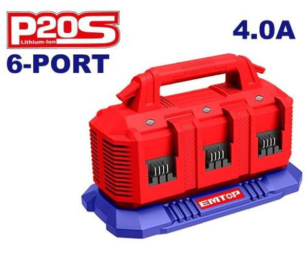  Sạc Pin 6 cổng sạc 20Vx4.0Ah EMTOP EFCR2064 