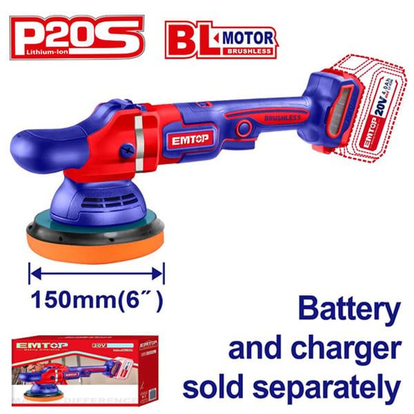  Máy đánh bóng dùng pin 20V-150mm EMTOP ELAP2015 