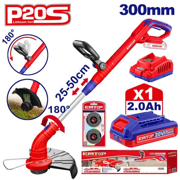  Máy cắt cỏ dùng pin 20V-300mm EMTOP ELGT203011 