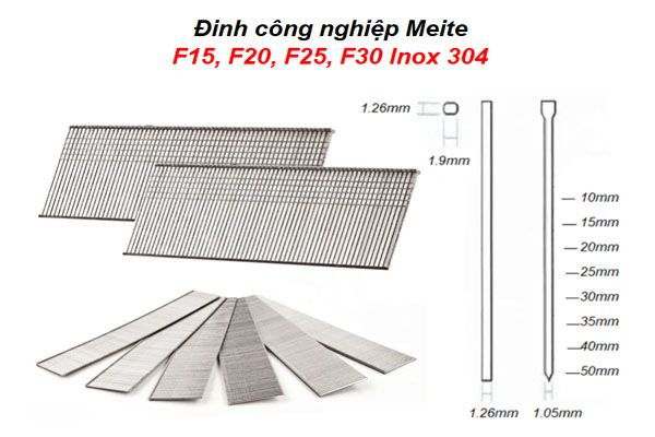  Đinh công nghiệp Meite F25 Inox 304 