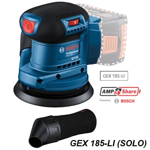  Máy chà nhám tròn dùng pin 18V Bosch GEX 185-LI (SOLO) 
