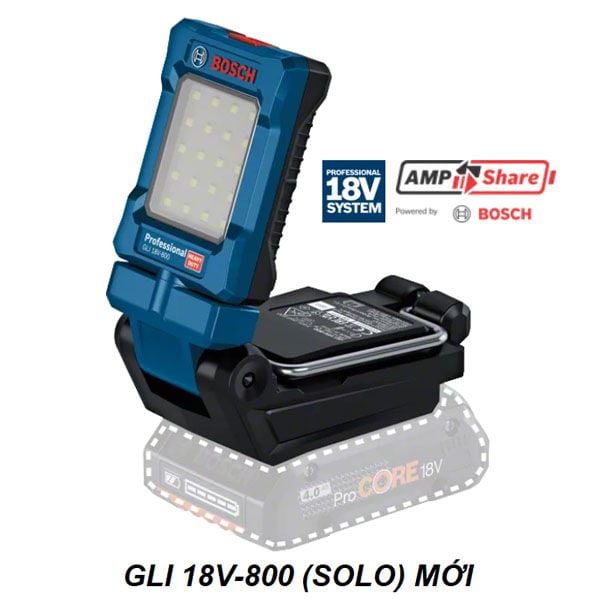 Đèn chiếu sáng dùng pin 18V Bosch GLI 18V-800 (SOLO) MỚI 