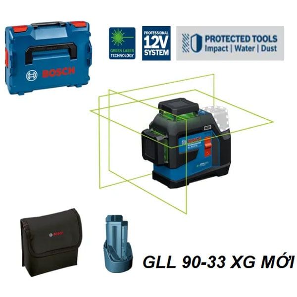  Máy cân mực Laser 3 tia xanh 360 độ Bosch GLL 90-33 XG MỚI 
