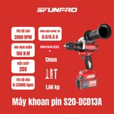  Máy khoan búa dùng pin 20V SFUNPRO S20 DCD13A 