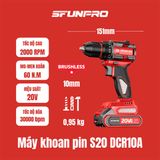 Máy khoan búa dùng pin 20V SFUNPRO S20 DCR10A 