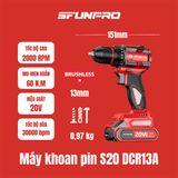  Máy khoan búa dùng pin 20V SFUNPRO S20 DCR13A 2A 
