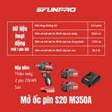  Máy vặn bu lông dùng pin 20V SFUNPRO S20 M350A 4A 