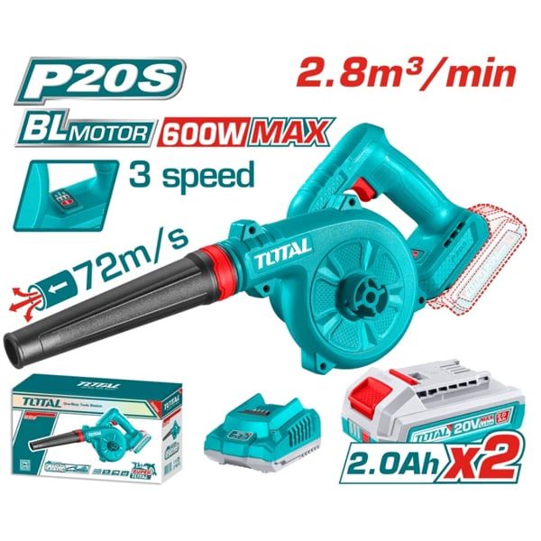  Máy Thổi Bụi Dùng Pin Total TABLI20682 20V 168 m³/h (Kèm 2 Pin 2.0Ah và 1 Sạc) 