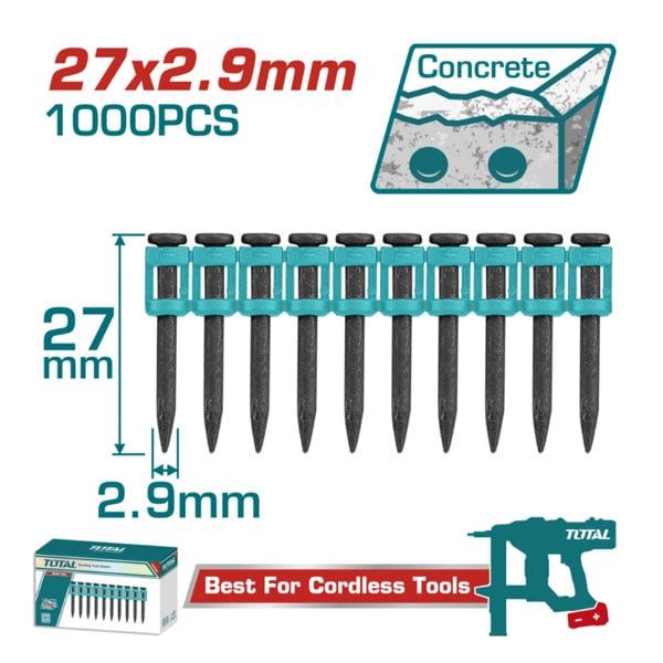  Hộp 1000 đinh bắn bê tông liên tục 27x2.9mm Total TAC02271 