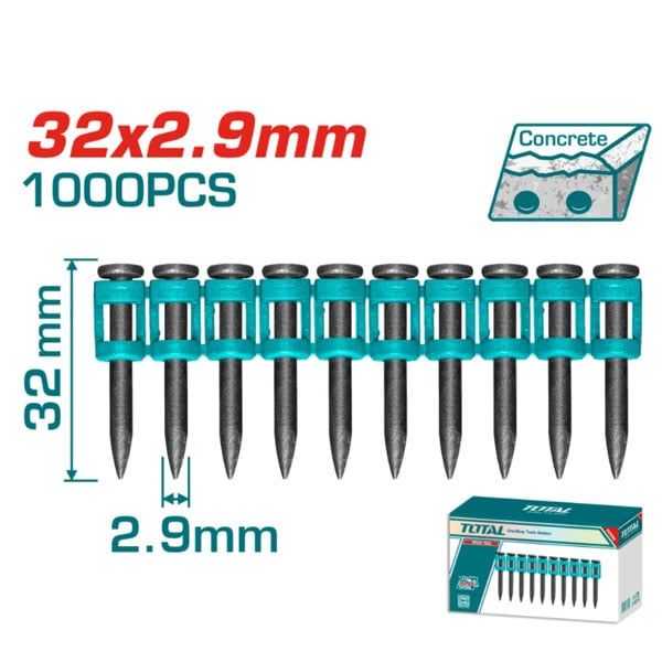  Hộp 1000 đinh bắn bê tông liên tục 32x2.9mm Total TAC02321 
