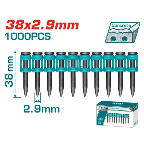  Hộp 1000 đinh bắn bê tông liên tục 38x2.9mm Total TAC02381 