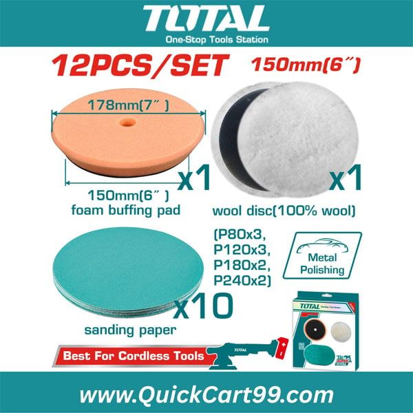  Bộ 12 đĩa mài và đánh bóng 150mm Total TAC15012 
