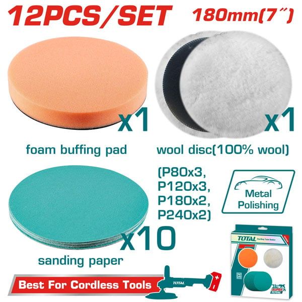  Bộ 12 đĩa mài và đánh bóng 180mm Total TAC18012 